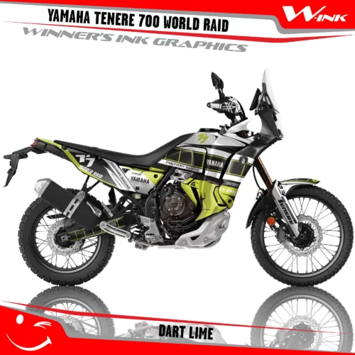 Yamaha-Tenere-700-2022-2023-2024-2025-World-Raid-graphics-kit-and-decals-with-desing-Dart-Black-Lime