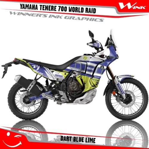 Yamaha-Tenere-700-2022-2023-2024-2025-World-Raid-graphics-kit-and-decals-with-desing-Dart-Colourful-Blue-Lime