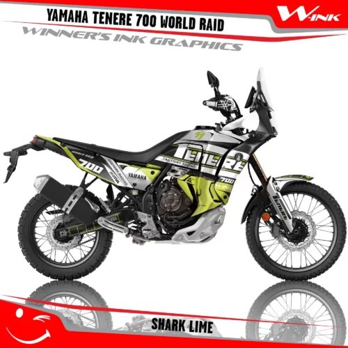 Yamaha-Tenere-700-2022-2023-2024-2025-World-Raid-graphics-kit-and-decals-with-desing-Shark-Black-Lime