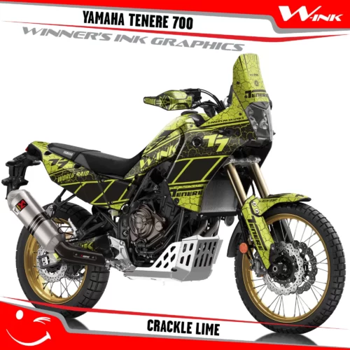Yamaha-Tenere-700-2019-2020-2021-2022-2023-graphics-kit-and-decals-with-desing-Crackle-Black-Lime
