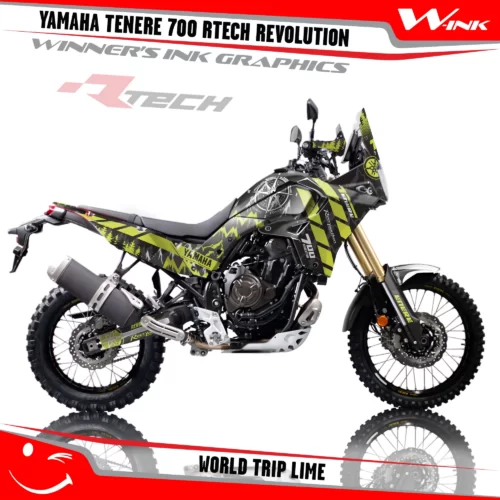 Yamaha-Tenere-700-Rtech-T7-Revolution-graphics-kit-and-decals-with-desing-World-Trip-Lime