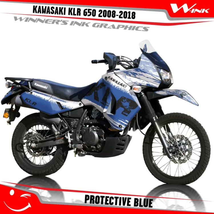 Kawasaki-KLR-650-2008-2009-2010-2011-2012-2013-2014-2015-2016-2017-2018-graphics-kit-and-decals-Protective-White-Blue