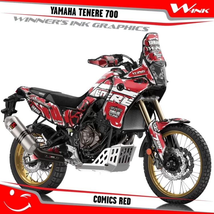Yamaha-Tenere-700-2019-2020-2021-2022-2023-graphics-kit-and-decals-with-desing-Comics-Standard-Red