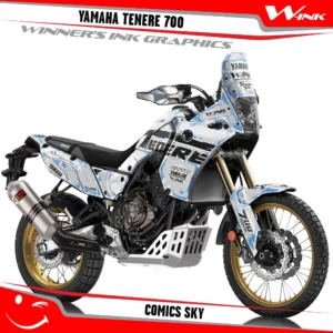 Yamaha-Tenere-700-2019-2020-2021-2022-2023-graphics-kit-and-decals-with-desing-Comics-White-Sky