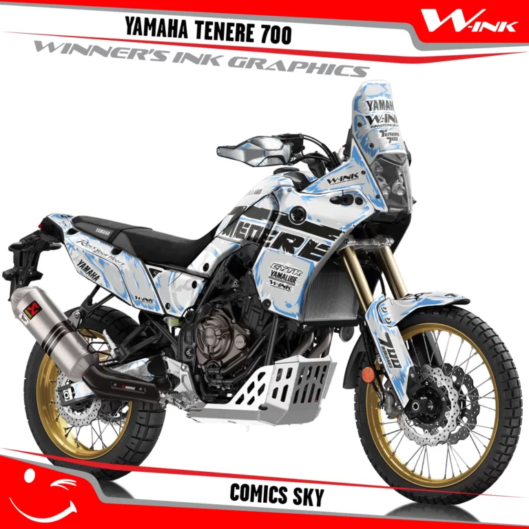 Yamaha-Tenere-700-2019-2020-2021-2022-2023-graphics-kit-and-decals-with-desing-Comics-White-Sky