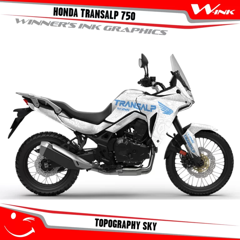 Honda-TRANSALP-750-2023-graphics-kit-and-decals-with-desing-Topography-White-Sky
