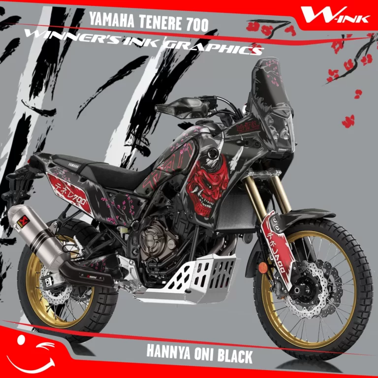 Yamaha-Tenere-700-2019-2020-2021-2022-2023-2024-graphics-kit-and-decals-with-desing-Hannya-Oni-Full-Black