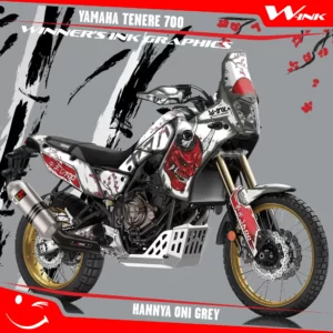 Yamaha-Tenere-700-2019-2020-2021-2022-2023-2024-graphics-kit-and-decals-with-desing-Hannya-Oni-White-Grey