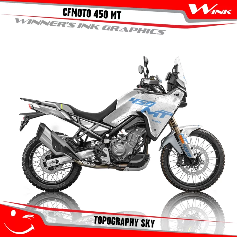 CFMoto-450-MT-2024-graphics-kit-and-decals-with-desing-Topography-White-Sky