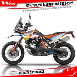 Adventure-790-890-R-2023-2024-graphics-kit-and-decals-with-design-Velocity-Sky-Orange