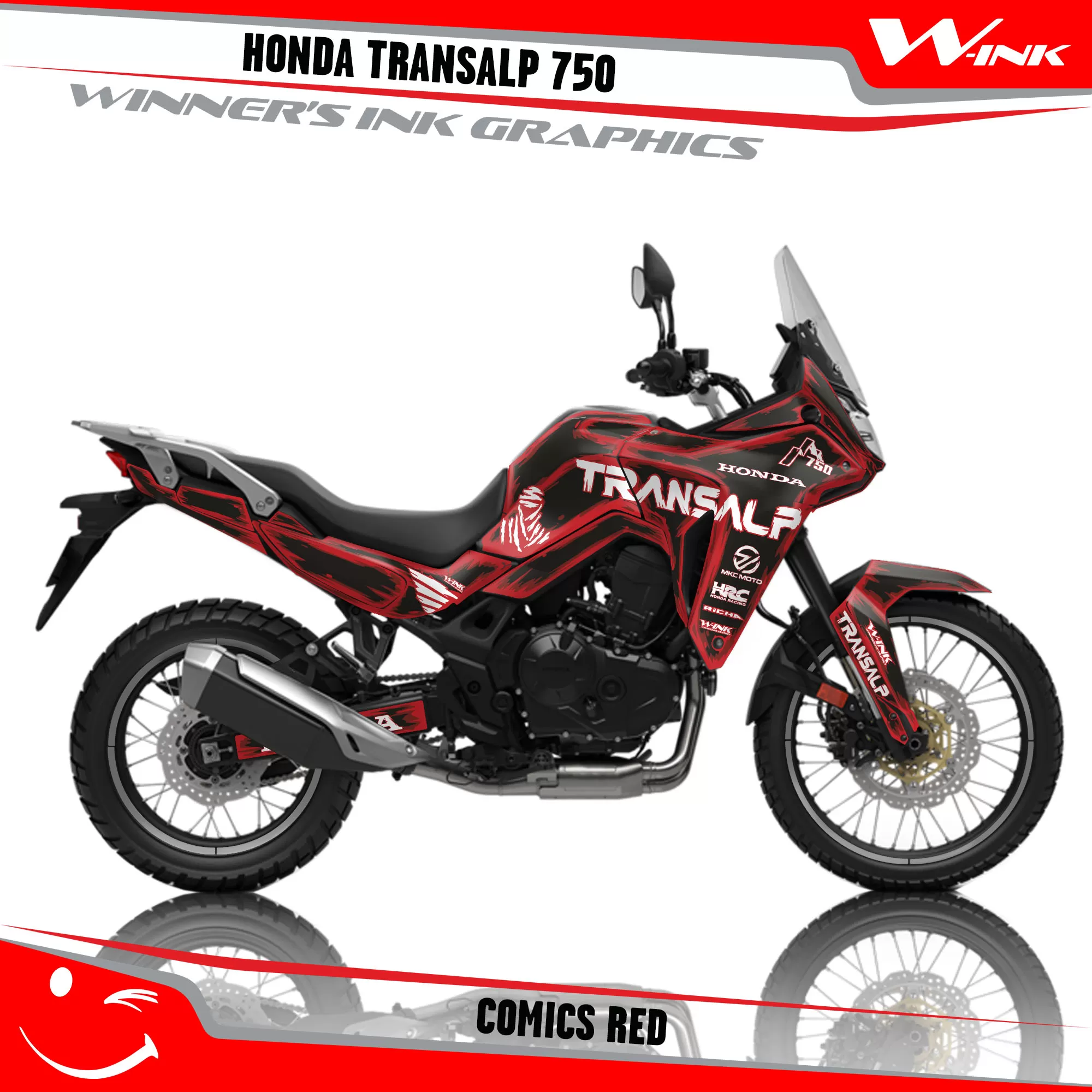 Honda-TRANSALP-750-2023-2024-graphics-kit-and-decals-with-desing-Comics-Black-Red Honda-TRANSALP-750-2023-2024-graphics-kit-and-decals-with-desing-Comics-Black-Red