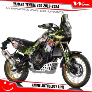 Yamaha-Tenere-700-2019-2020-2021-2022-2023-2024-graphics-kit-and-decals-with-desing-Anime-Anthology-Lime