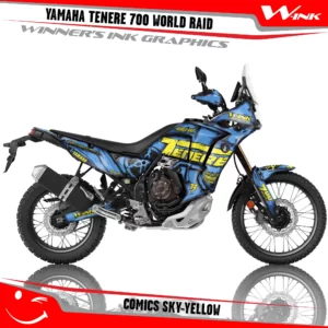 Yamaha-Tenere-700-2022-2023-2024-2025-World-Raid-graphics-kit-and-decals-with-desing-Comics-Colorful-Sky-Yellow
