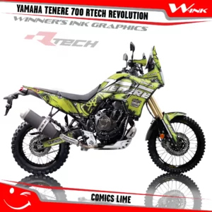 Yamaha-Tenere-700-Rtech-T7-Revolution-graphics-kit-and-decals-with-desing-Comics-Full-Lime