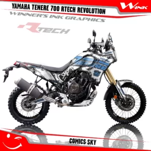 Yamaha-Tenere-700-Rtech-T7-Revolution-graphics-kit-and-decals-with-desing-Comics-White-Sky