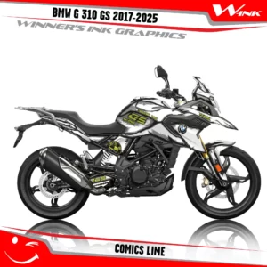 BMW-310-GS-2017-2025-graphics-kit-and-decals-with-desing-Comics-White-Lime