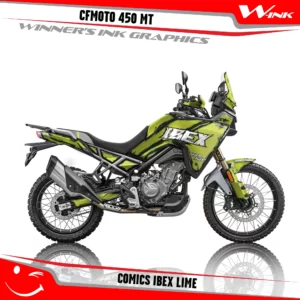 CFMoto-450-MT-graphics-kit-and-decals-with-desing-Comics-Ibex-Lime