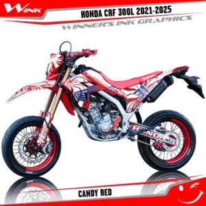 Honda-CRF-300L-2021-2022-graphics-kit-with-design-Candy-Red