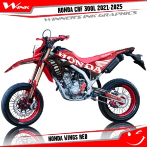 Honda-CRF-300L-2021-2022-graphics-kit-with-design-Honda-Wings-Red