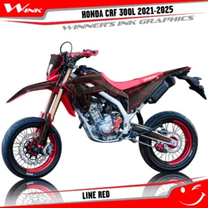 Honda-CRF-300L-2021-2022-graphics-kit-with-design-Line-Black-Red