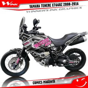 Yamaha-XT660Z-2008-2009-2010-2011-2012-2013-2014-2015-2016-graphics-kit-and-decals-with-design-Comics-Black-Magenta