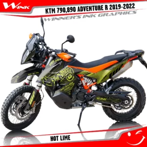 Adventure-R-790-890-2019-2020-2021-2022-graphics-kit-and-decals-with-designs-Hot-Black-Lime