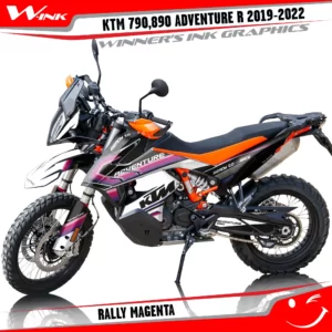 Adventure-R-790-890-2019-2020-2021-2022-graphics-kit-and-decals-with-designs-Rally-Black-Magenta