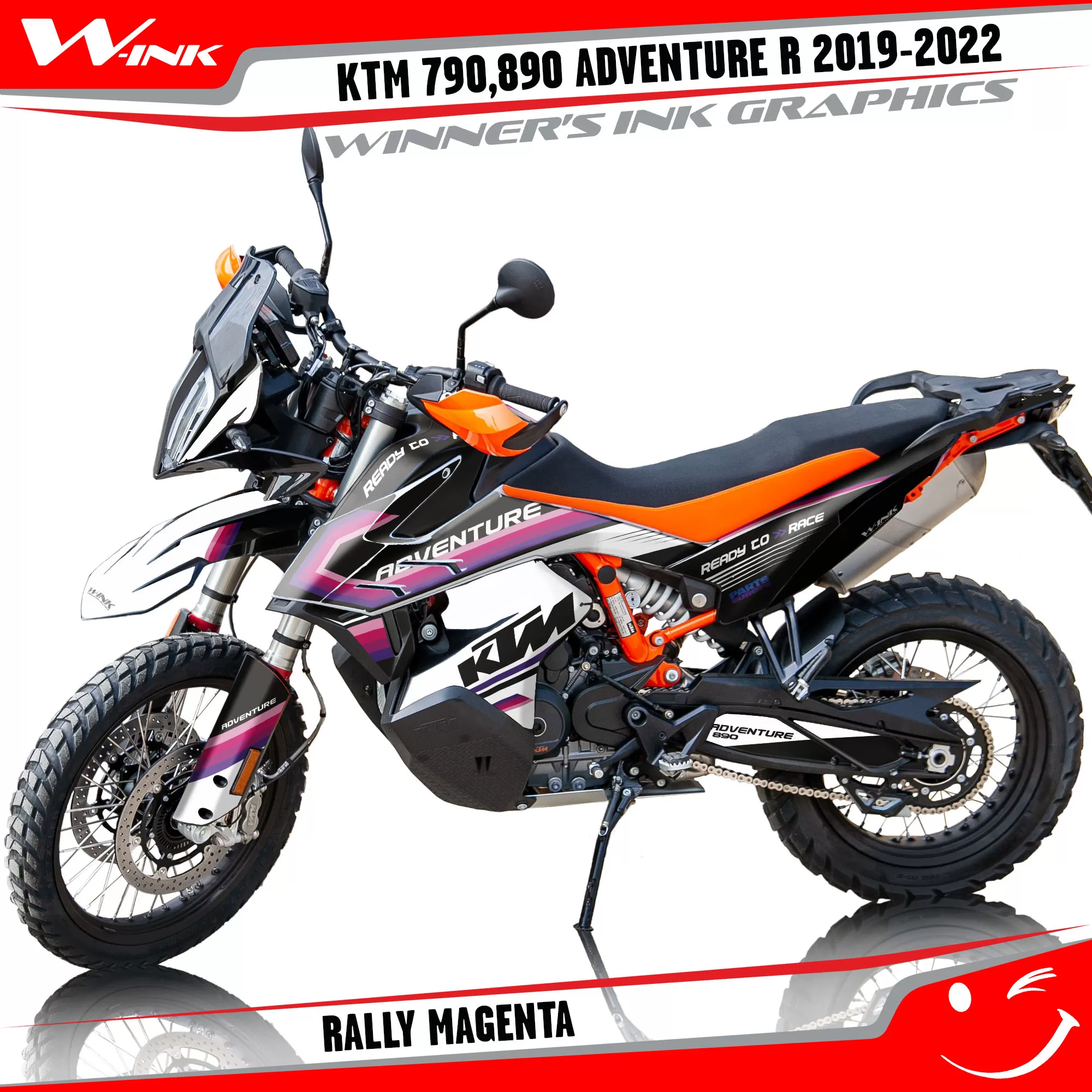 Adventure-R-790-890-2019-2020-2021-2022-graphics-kit-and-decals-with-designs-Rally-Black-Magenta Adventure-R-790-890-2019-2020-2021-2022-graphics-kit-and-decals-with-designs-Rally-Black-Magenta
