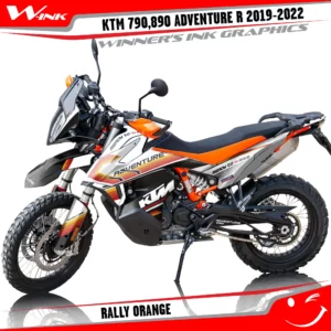 Adventure-R-790-890-2019-2020-2021-2022-graphics-kit-and-decals-with-designs-Rally-White-Orange