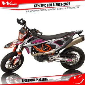KTM-SMC-690-2019-2020-2021-2022-2023-2024-2025-graphics-kit-and-decals-Lightning-White-Magenta
