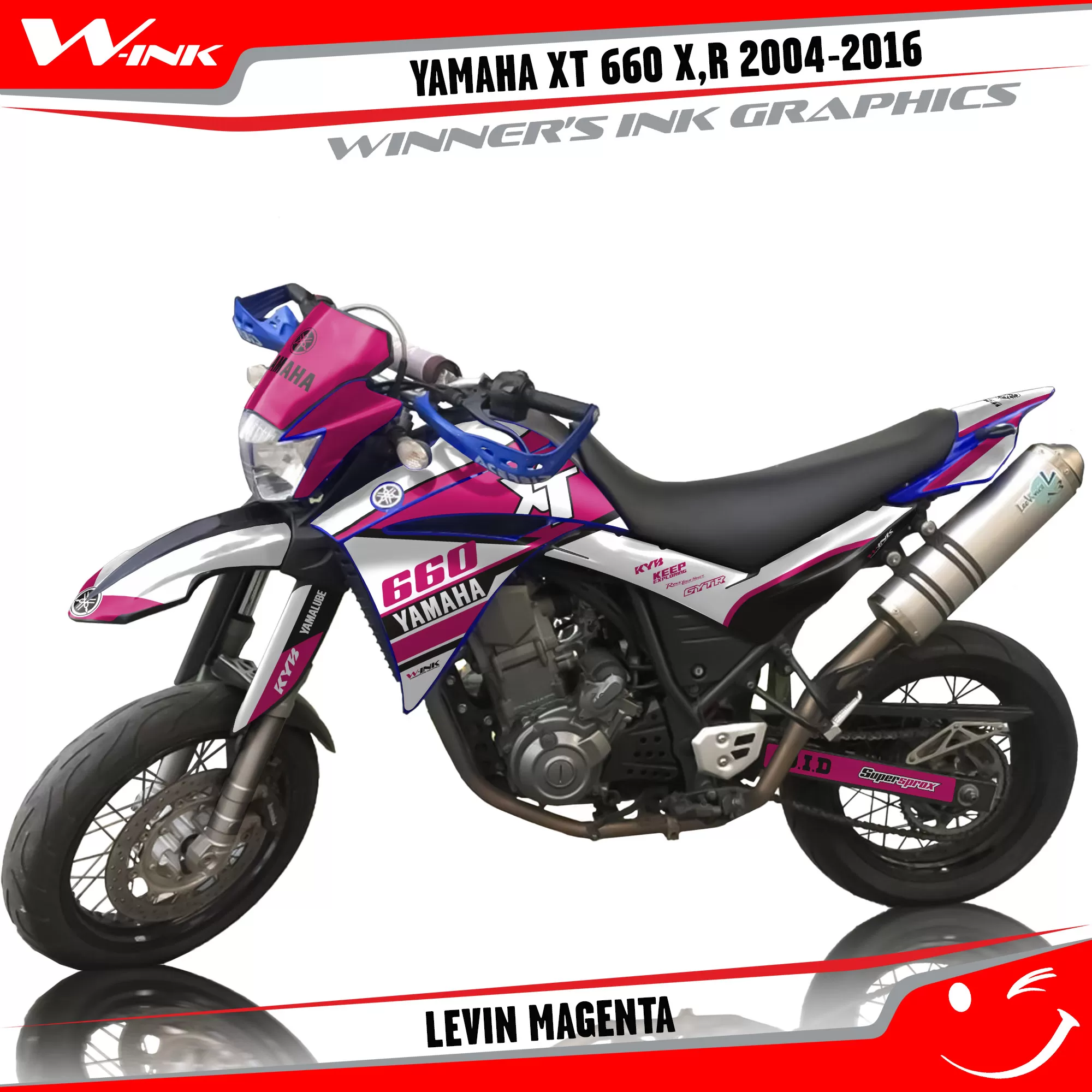 Graphics kit for Yamaha XT660 X,R 2004-2016 Levin White