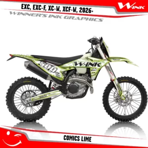 KTM-EXC-EXC-F-XC-W-XCF-W-2026-graphics-kit-and-decals-with-design-Comics-White-Lime