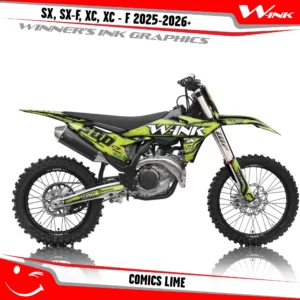 KTM-SX-SX-F-XC-XC-F-2025-2026-graphics-kit-and-decals-with-design-Comics-Full-Lime