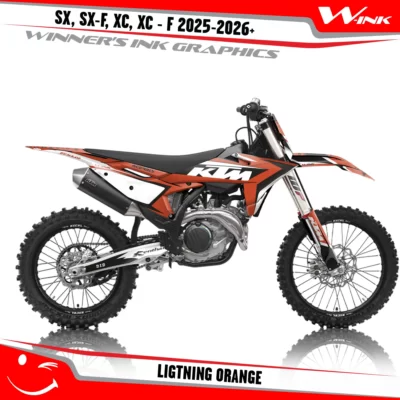 KTM-SX-SX-F-XC-XC-F-2025-2026-graphics-kit-and-decals-with-design-Lightning-Full-Orange